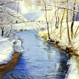 Зимний,солнечный день на р.Кекавине.Латвия,,