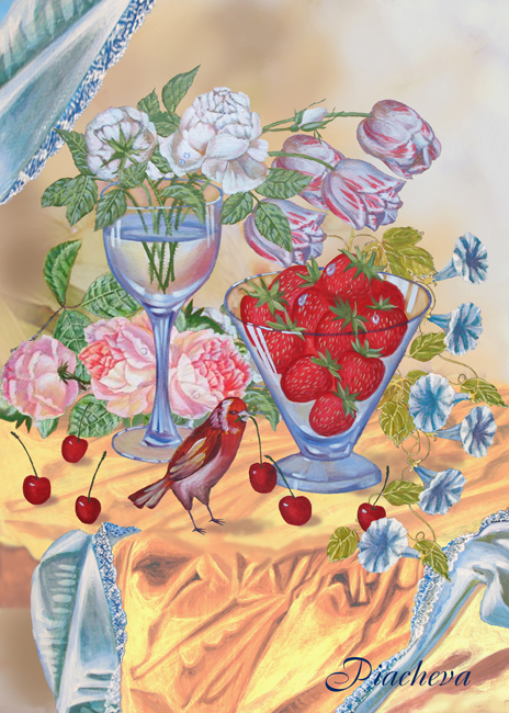 Натюрморт с птичкой