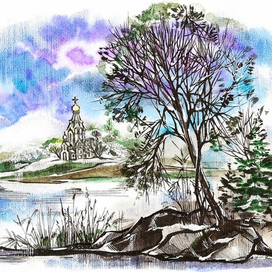 Воспоминание о Валааме.Иллюстрация к стихотворению С.Мирзаева