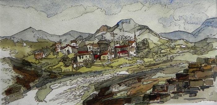 у подножия гор.