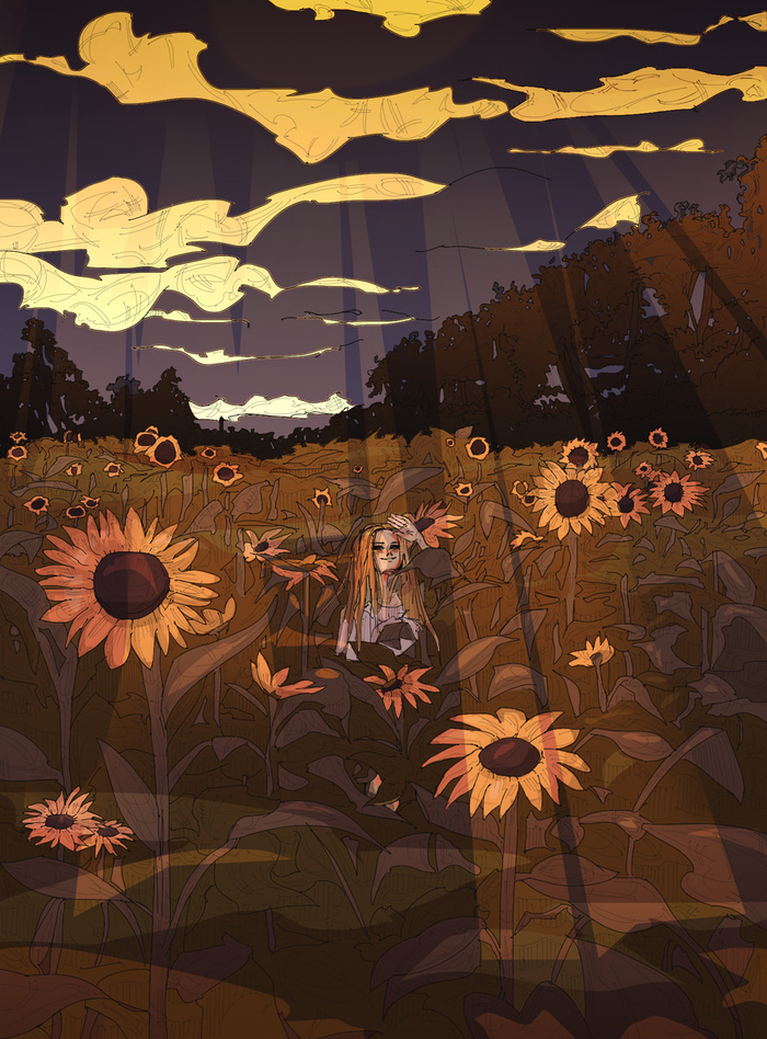 "happiness among sunflower field"