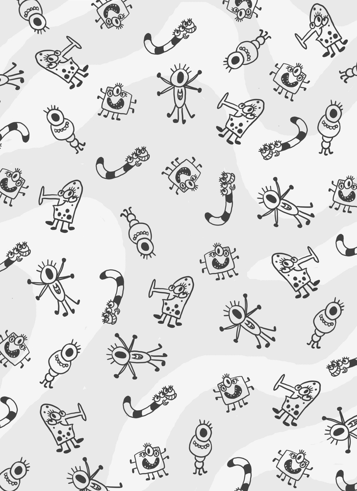 Паттерн на фон для блока к  детской книжка "Кошмарсики 2" изд "Клевер"