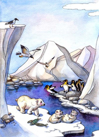 Обложка к раскраске "На севере диком". 