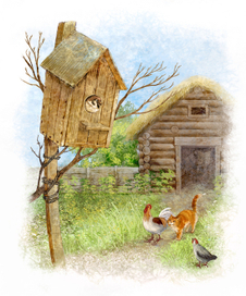 Старый воробей в скворешнике