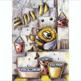 Иллюстрация к сказке "Про шмеля Пушистика" 