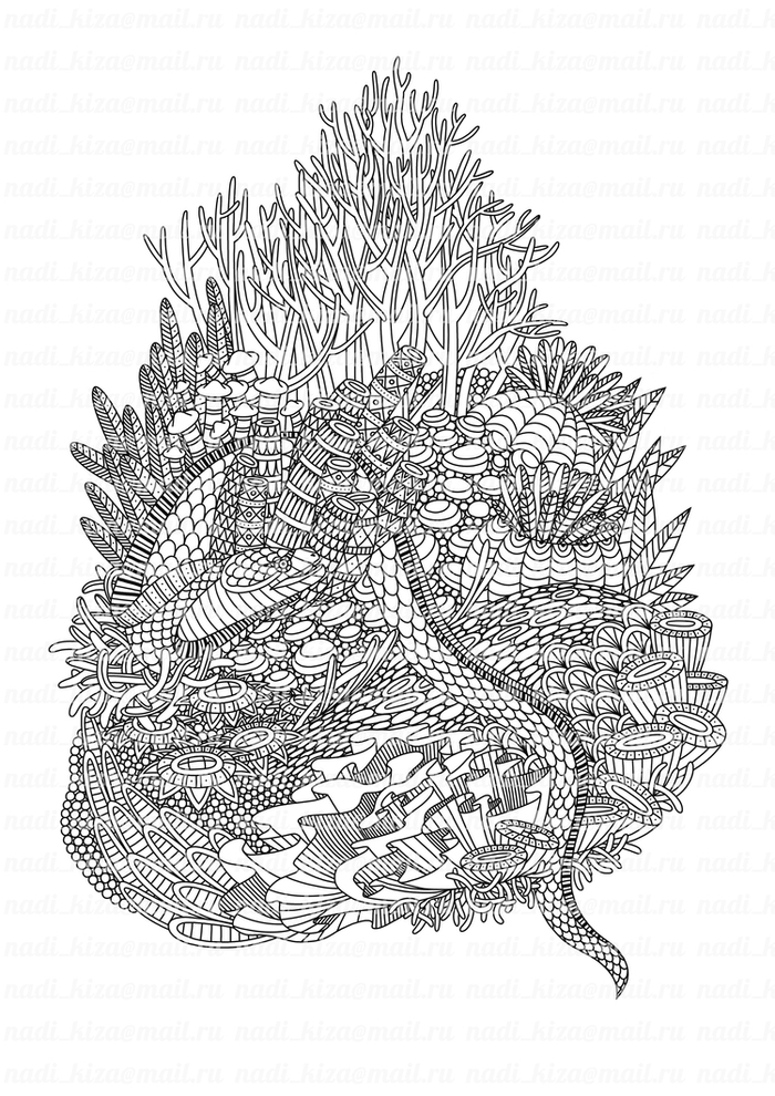 Антистресс раскраска Мурена