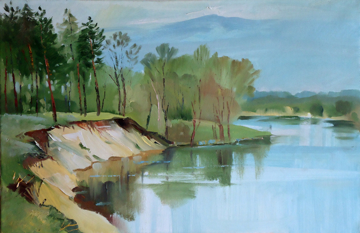 ,,Этюд ранней весны.Река Десна в разливе,,