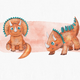 Разработка персонажей для книги о динозаврах, трицератопс
