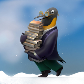 Маскот Пингвин для книжного клуба