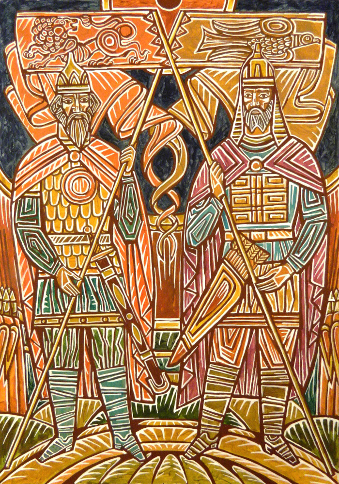 "Слово о полку Игореве". "Оба мы Святославичи!". 44х63. 2017г.