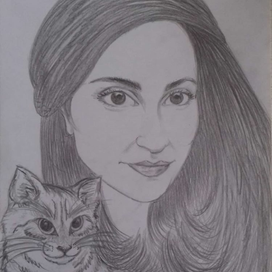 девушка с кошкой