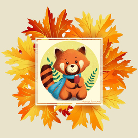 Красный панда с мороженкой