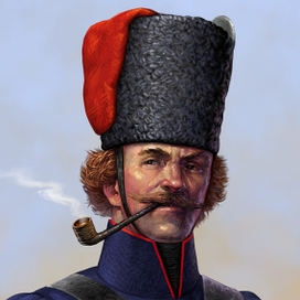 Фрагмент работы "Прусский казак в чекмене" Для книги С. Люлина "Прусская кавалерия, 1808-1840 гг." Том.2