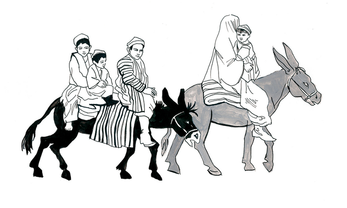 Семейство на ишаках