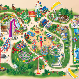 Карта парка аттракционов.