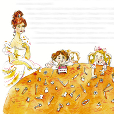 Разворот с иллюстрациями для журнала "Вверх тормашками"