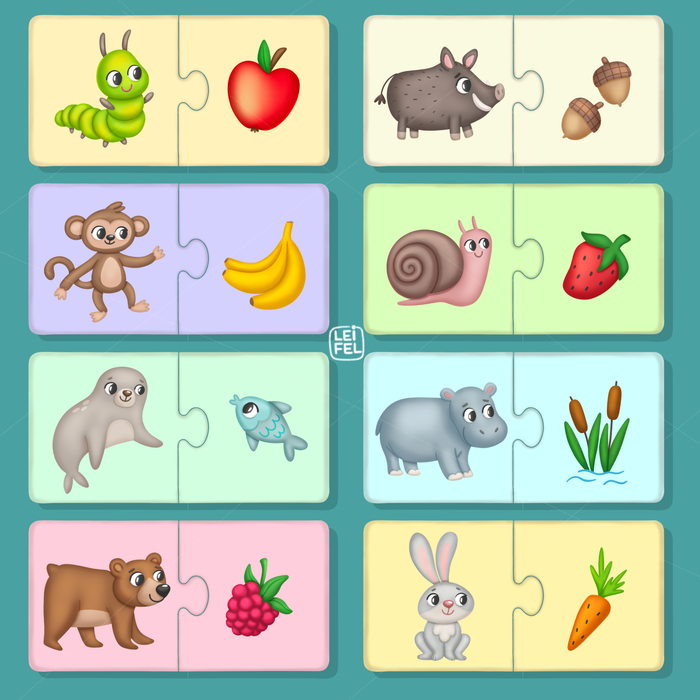 Пазлы "Кто что ест"