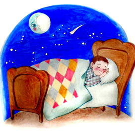 The illustration for children's  book, "Arman and the seven planets."