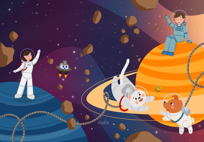 Разворот книги про Космос