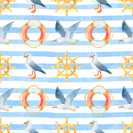 Морской акварельный паттерн