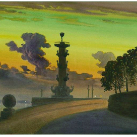 Вечер на Стрелке Васильевского острова