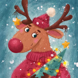 Олень для открытки