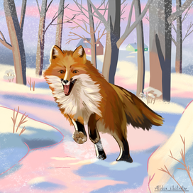 Лисица в снегу