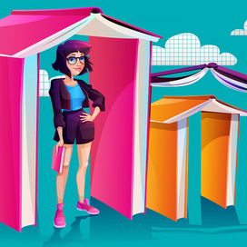 Студентка. Персонаж в стиле картун