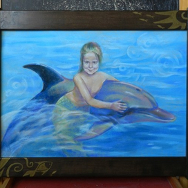 Детский портрет: русалочка и дельфин