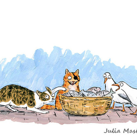 Коты, чайки и рыба)