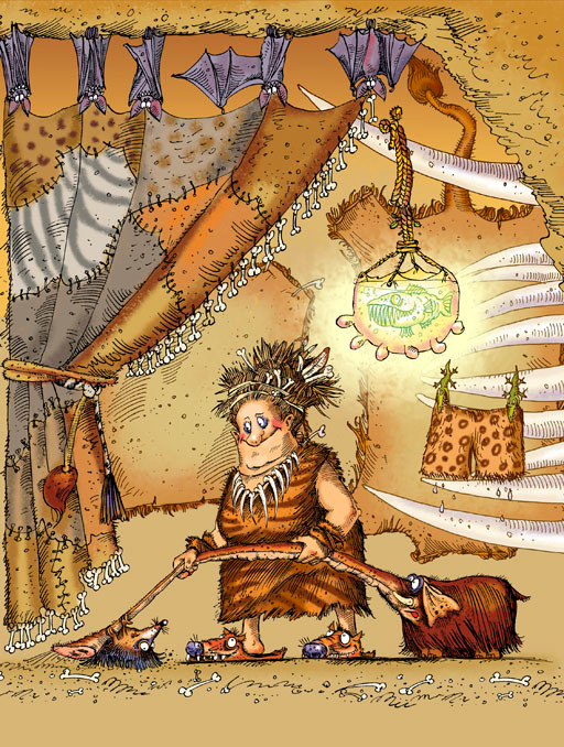 Иллюстрация к книге А. Усачёва «Первобытная история», издательство «Азбука», 2015 г.