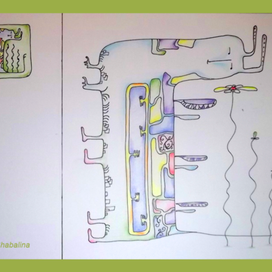 Эскиз открытки "Среди цветов"