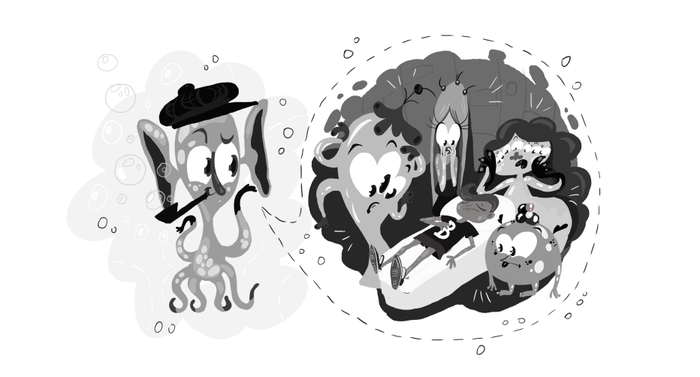 Иллюстрации к книге "Кошмарсики"изд "Клевер"