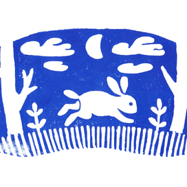 Линогравюра "зайка"