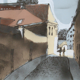 Прибалтийский альбом №2. Лист 16. Б., тушь, акриловый спрей, гуашь. 40х60