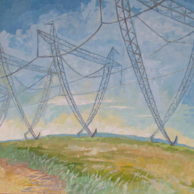 Серия работ "Ожившие пейзажи Костанайской области". "Шагающие ЛЭП"