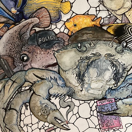 Фрагмент картины «Happy Red Sea»