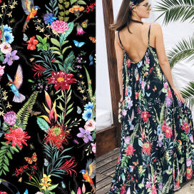 Экзотический акварельный принт для ткани. 