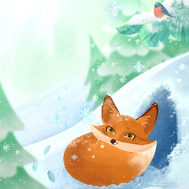 Лисенок в снегу