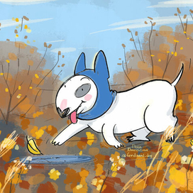 осенний портрет бультерьера