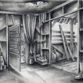 эскиз декорации к фильму "Три дня с придурком" реж. А.Козлов