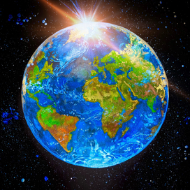 Планета Земля - серия акварельных работ на черной бумаге