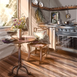 Интерьер кухни в деревенском стиле