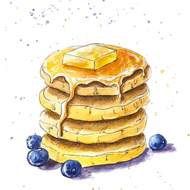 Панкейки в стиле акварельный скетч