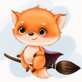 Лисёнок летит на метле 