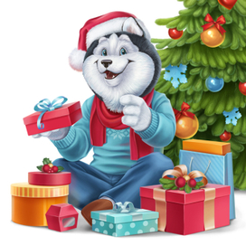 Хаски с подарками