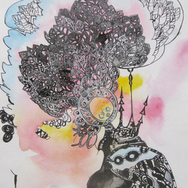 Домик сонной улитки. Графика. Открытка