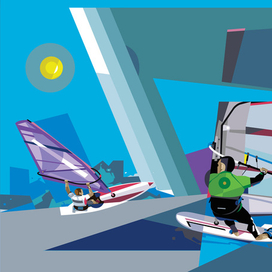 Коммерческая иллюстрация на тему водного спорта.