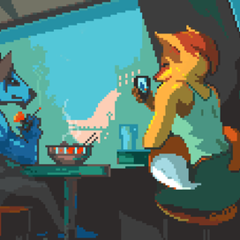 Утро в Кафе Пиксель арт Анимация