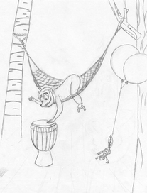 King Julien playing a drum
